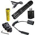 Nitecore New P12 Version LED Flashlight - 1200 Lumens w/NL2150HPR Battery, USB Cord, Offset Mount, RSW3 Pressure Switch, and 3Amp Wall Adapter