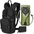 SKL Hydration Pack Tactical Fluid Backpack with 2L BPA Free Liquid Bladder, Military Liquid Bag Thermal Insulation, Adjustable Waist Pocket Daypack Fits Women Men for Running Hiking Cycling Biking