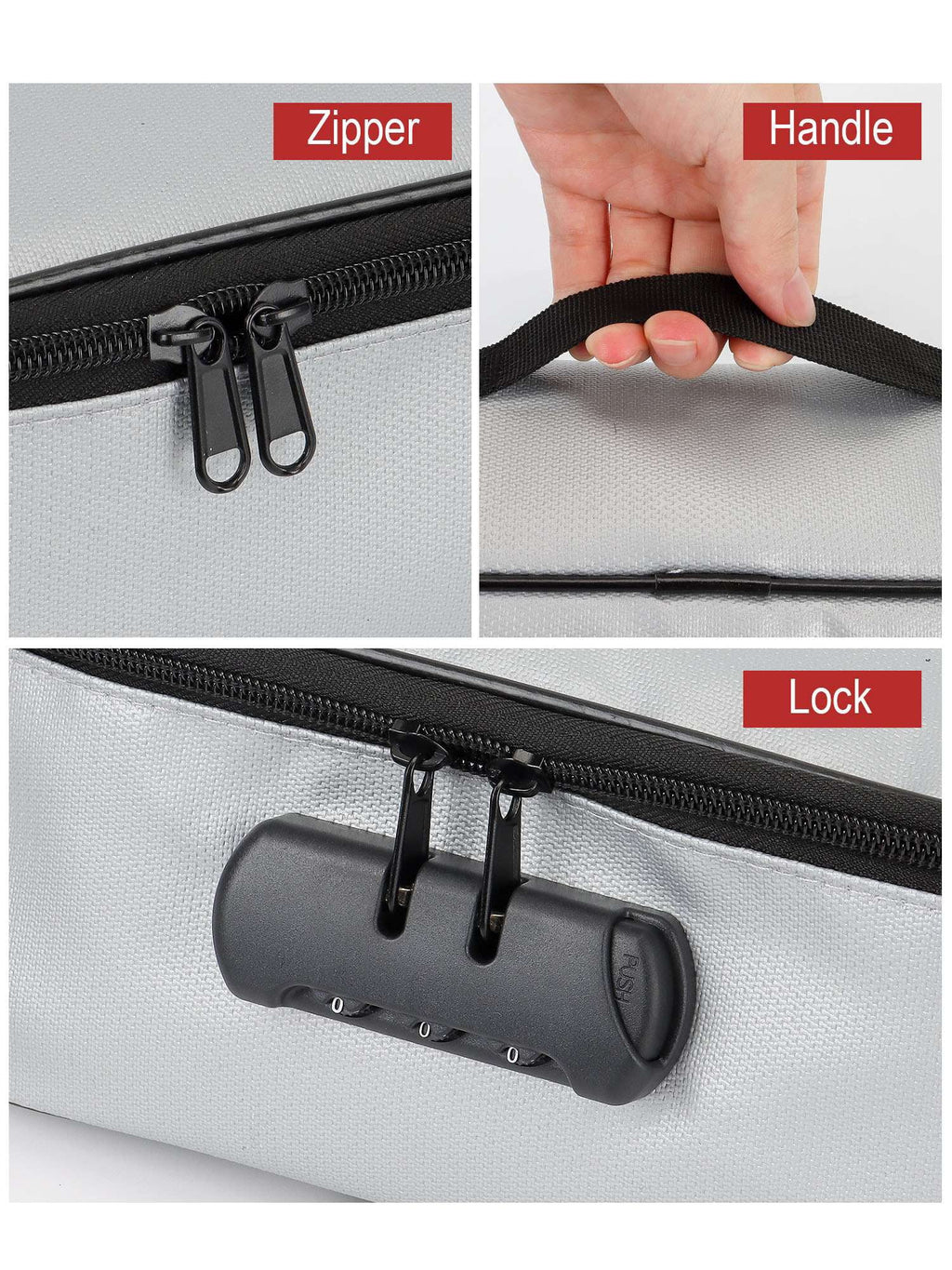 Luxtrada Fireproof Document Bag with Lock, Important Document Organizer Portable Travel Home Document Safe Holder Box for Portable computer Files, Certificates (Gray)