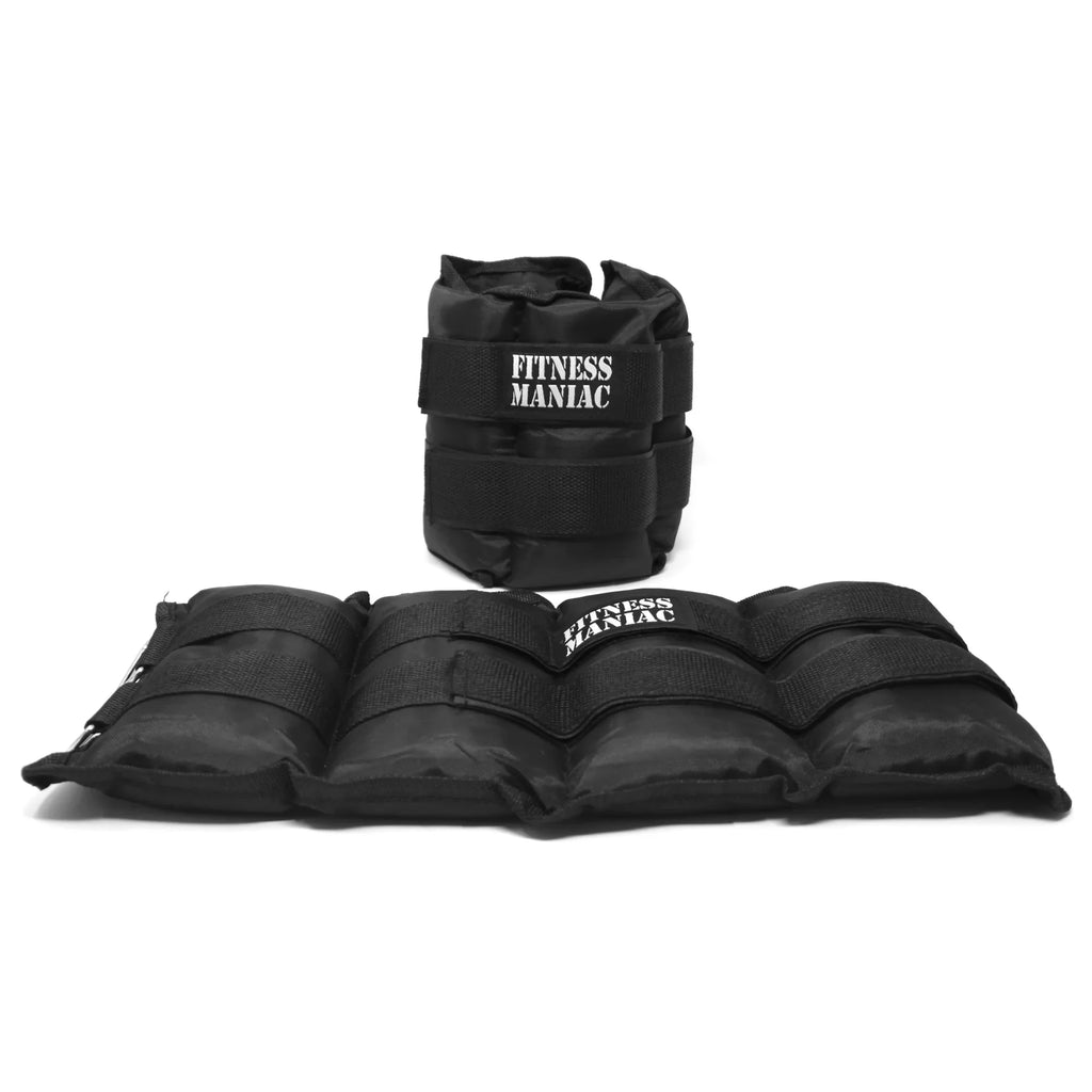 Fitness Maniac USA Ankle Weights with Adjustable Strap 16 lbs (Pair of Two 8-lbs Ankle Weights)