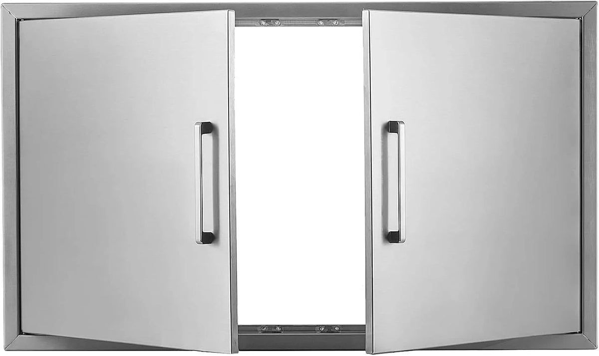 Outdoor Kitchen Doors- 36"W x 21"H - Stainless Steel BBQ Double Access Door,Flush Mount for Outdoor Kitchen and BBQ Island…