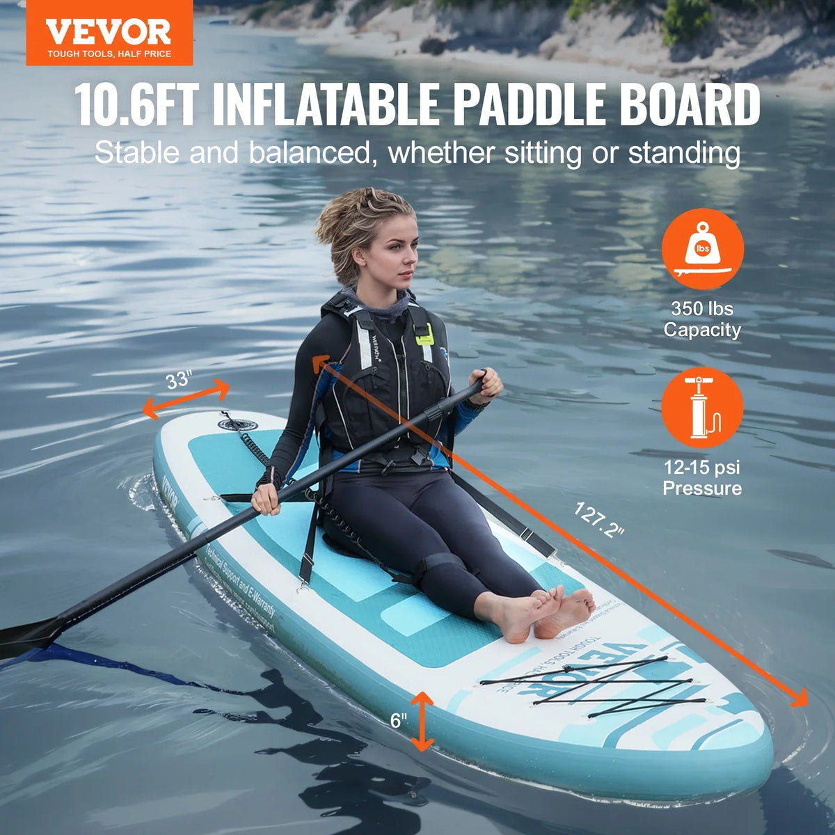 SKYSHALO 10.6 ft Kayak Board Inflatable Stand Up Paddle Board with Seat Accessory