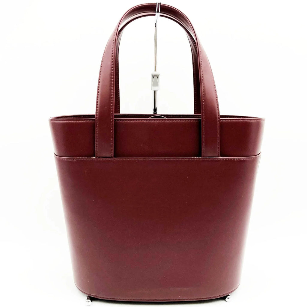 Pre-Owned BURBERRY Burberry Handbag Tote Bag Formal Nova Check Bordeaux Red Leather Ladies Fashion SECOND-HAND (Good)