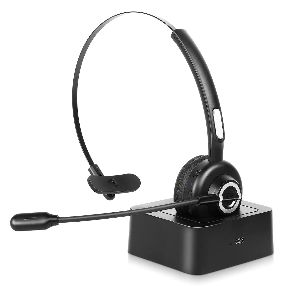 Comfortable Bluetooth Headset, UX-M97 Wireless Headset with Microphone, Wireless Cell Phone Headset with Noise Isolation Mic Charging Base Mute Function for K8 With Charging Dock