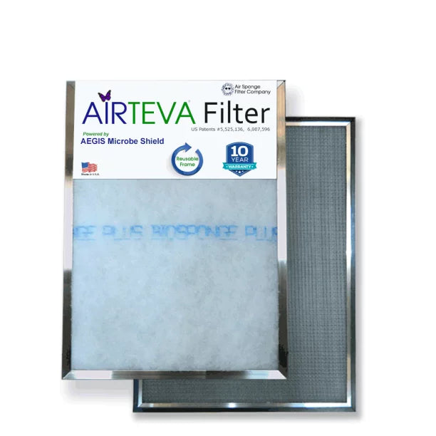 Airteva AC, Furnace Filter With (1) Biosponge Plus Replacement Pad 21 1/2 x 23 1/2 x 1) Actual Size: 21 1/2 x 23 1/2 x 3/4"
