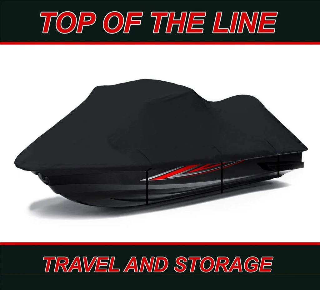 BLACK Jet Ski Cover Compatible for KAWASAKI Jet Ski Ultra 130 / 150 1998-2005 PWC Cover Jet Ski Liquid Cover 2 Seater