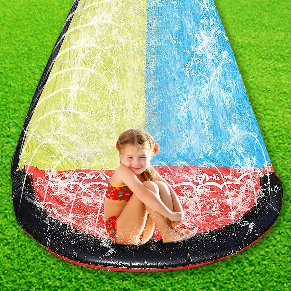 Sancty 15.5ft Double Race Fluid Slides Sprinkler for Children Backyard Game