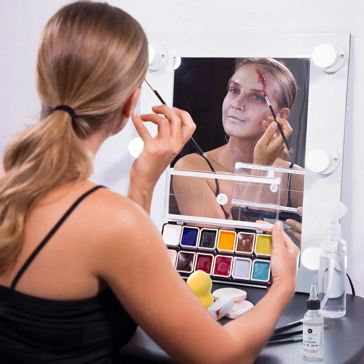 Narrative Cosmetics 12 Color Zombie Alcohol Activated Makeup Palette Kit - Includes Alcohol Activator and Moisturizing Remover - Fluid SFX Makeup for Professional Makeup Artists