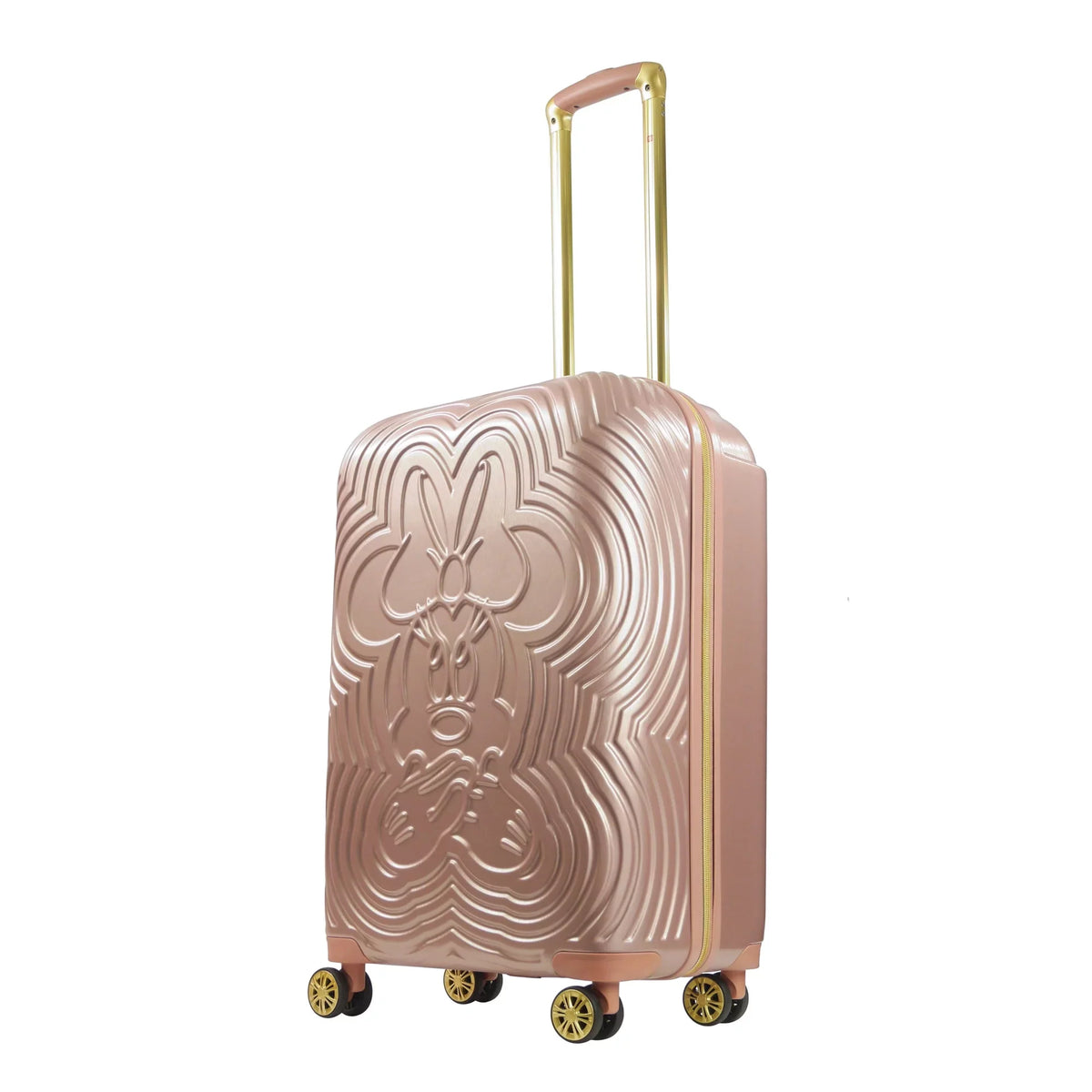 Disney Minnie Mouse 25 Inch Rolling Luggage, Molded Hardshell Suitcase with Wheels, Rose Gold