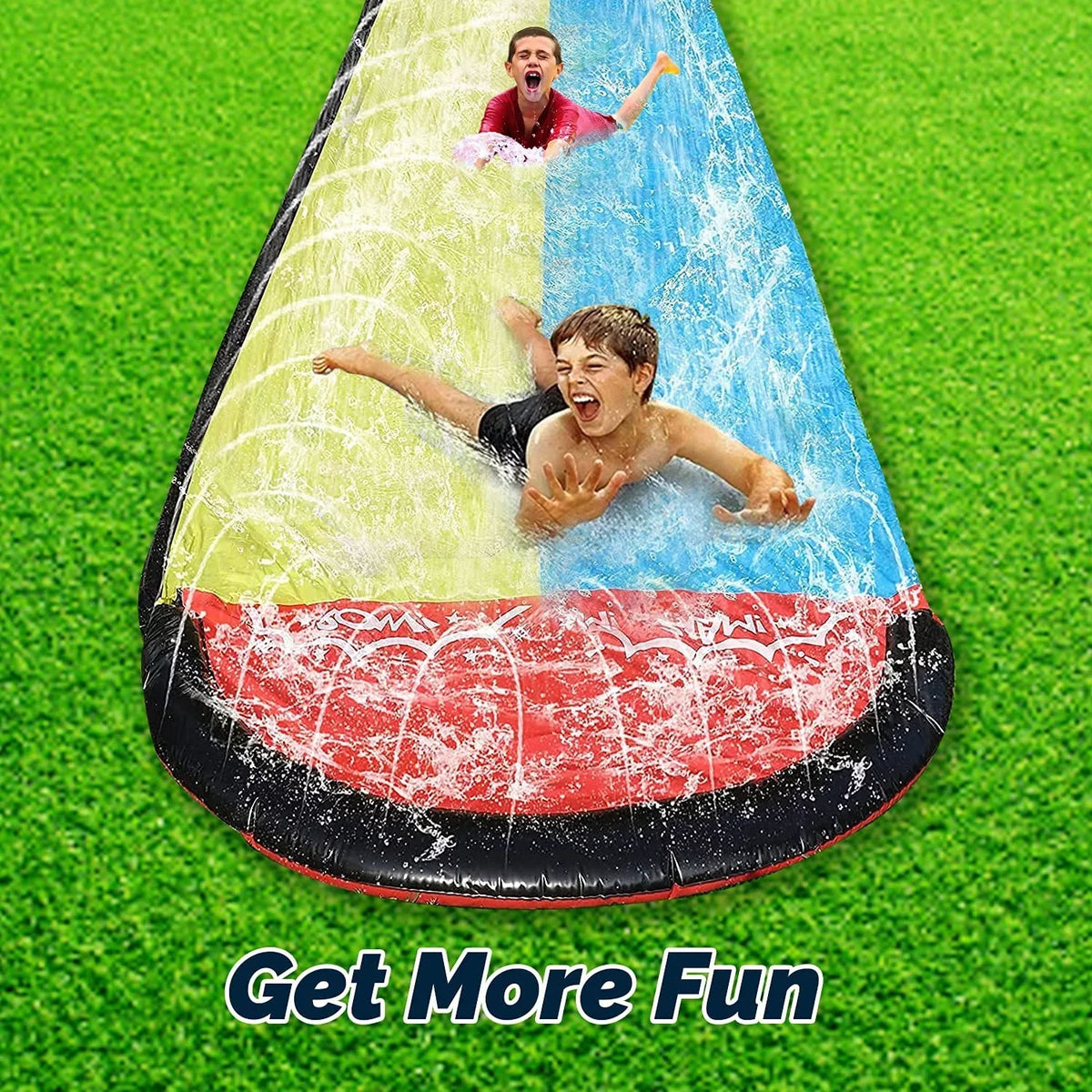 Sancty 15.5ft Double Race Fluid Slides Sprinkler for Children Backyard Game