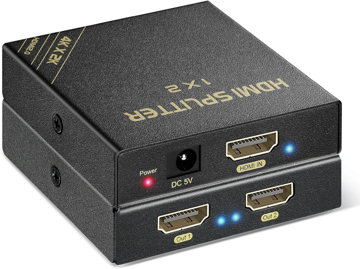HDMI Splitter 1 in 2 Out - 4K HDR, HDCP Byp, Dolby Atmos - Compatible with Gaming Consoles, PS5, PS4, Nintendo