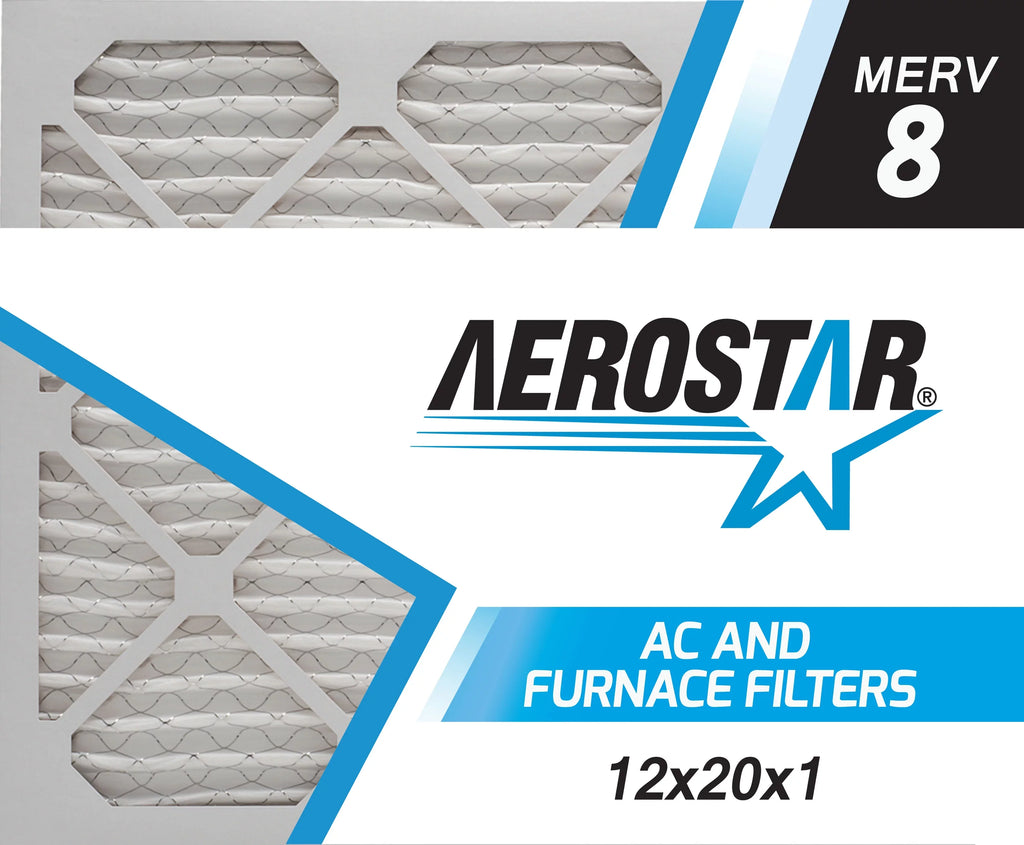 Aerostar 12x20x1 MERV 8, Air Filter, 12x20x1, Box of 4