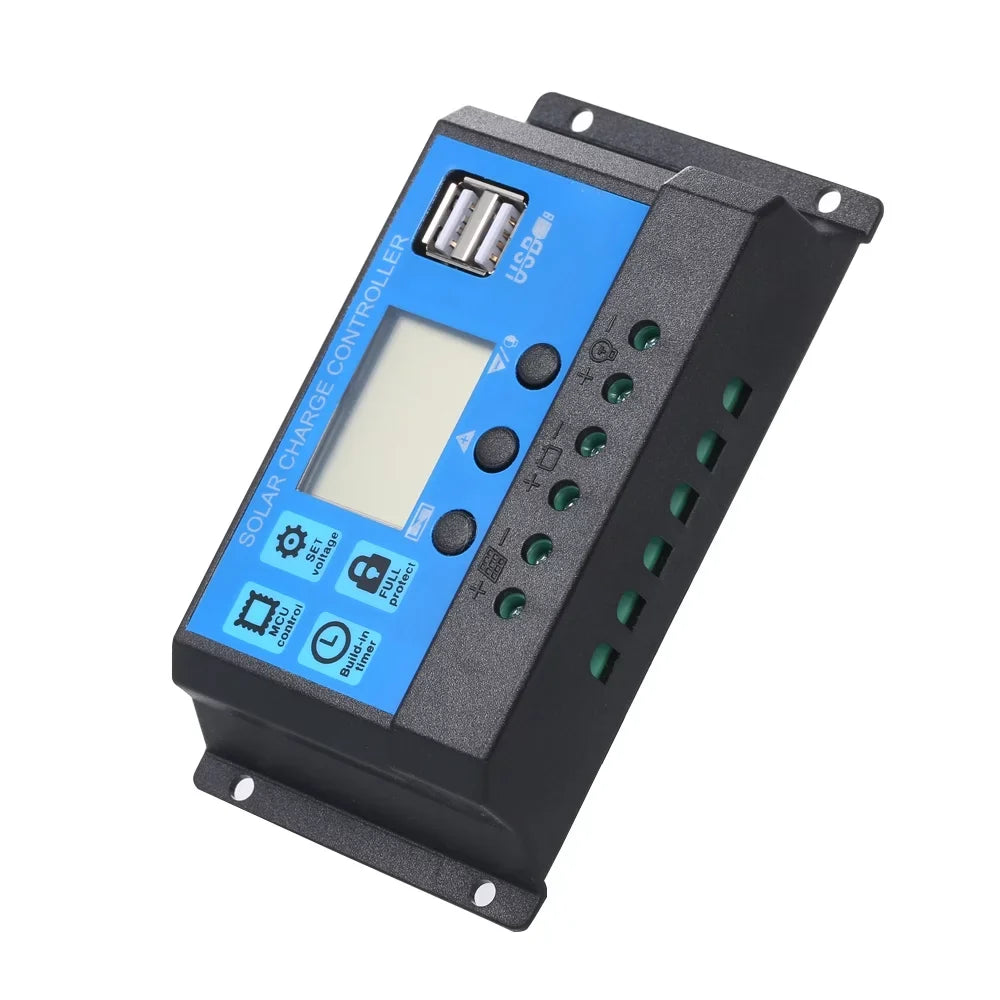 50W DC 5V/18V Dual Output Solar Panel with 2 USB Ports & Car Charge IP65 Liquid Resistance /24V Solar Charge Controller PWM Processor Regulator