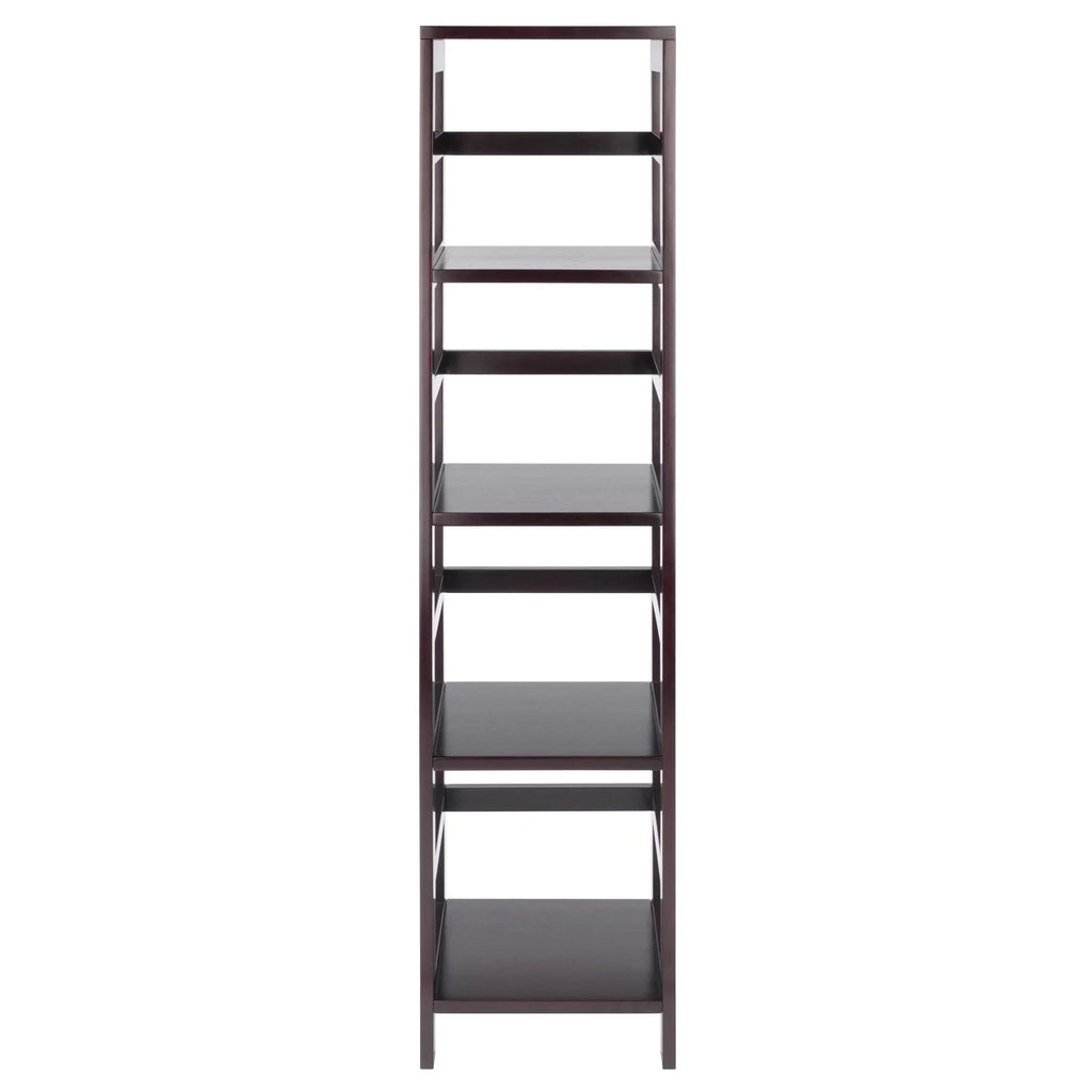 Winsome Wood Capri 5-Pc Set, Narrow Shelf & 4 Foldable Black Fabric Baskets, Espresso Finish