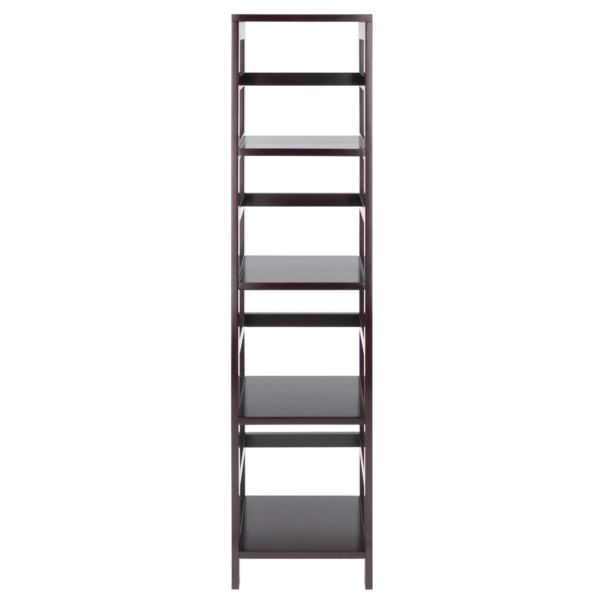 Winsome Wood Capri 5-Pc Set, Narrow Shelf & 4 Foldable Black Fabric Baskets, Espresso Finish