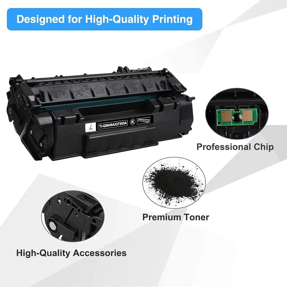 49A 53A High Yield Toner Cartridges 2-Pack Black for 49A Q5949A 53A Q7553A 49X Q5949X Compatible for LaserJet 1320 1320N 1320TN 1320NW 3390 P2015 P2015dn Printer Ink
