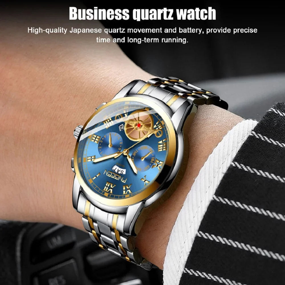 Fluid Mens Quartz Watch Tourbillon Dial Business Classic Analog Wristwatch
