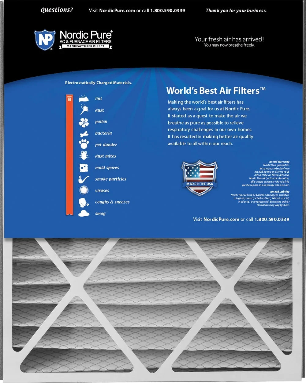 Air Bear 20x25x5 (4 7/8) Replacement 266649-102 MERV 15 Air Filters 4 Pack