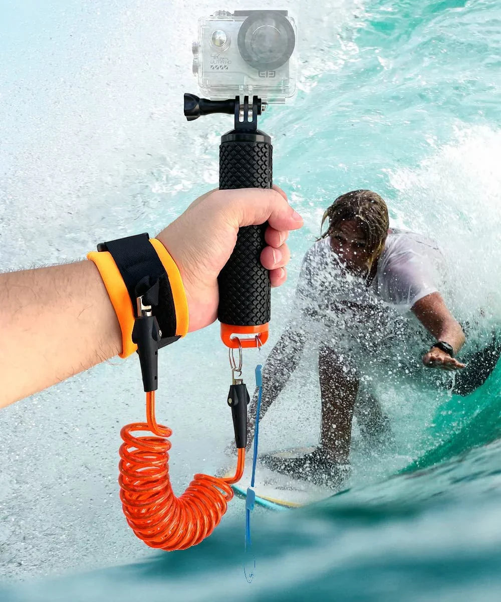Floating Hand Grip Handle Mount and Steel-Cored Safety Wrist Strap GoPro Holder Mount Insta360 AKASO Liquid