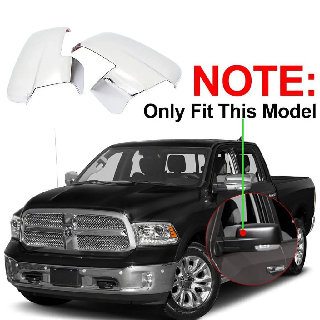 NINTE Rear View Mirror Cover for 13-18 Dodge Ram 1500 & 19-23 Ram 1500 Classic Chrome with Turn Signal Cutouts