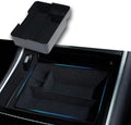 Nestour 2016-2020 Tesla Model 3 Model Y Center Console Organizer Tray Accessories, Upgrade Customized Storage Box, Premium ABS and Flocking Material with Sunglasses and Coin Holder
