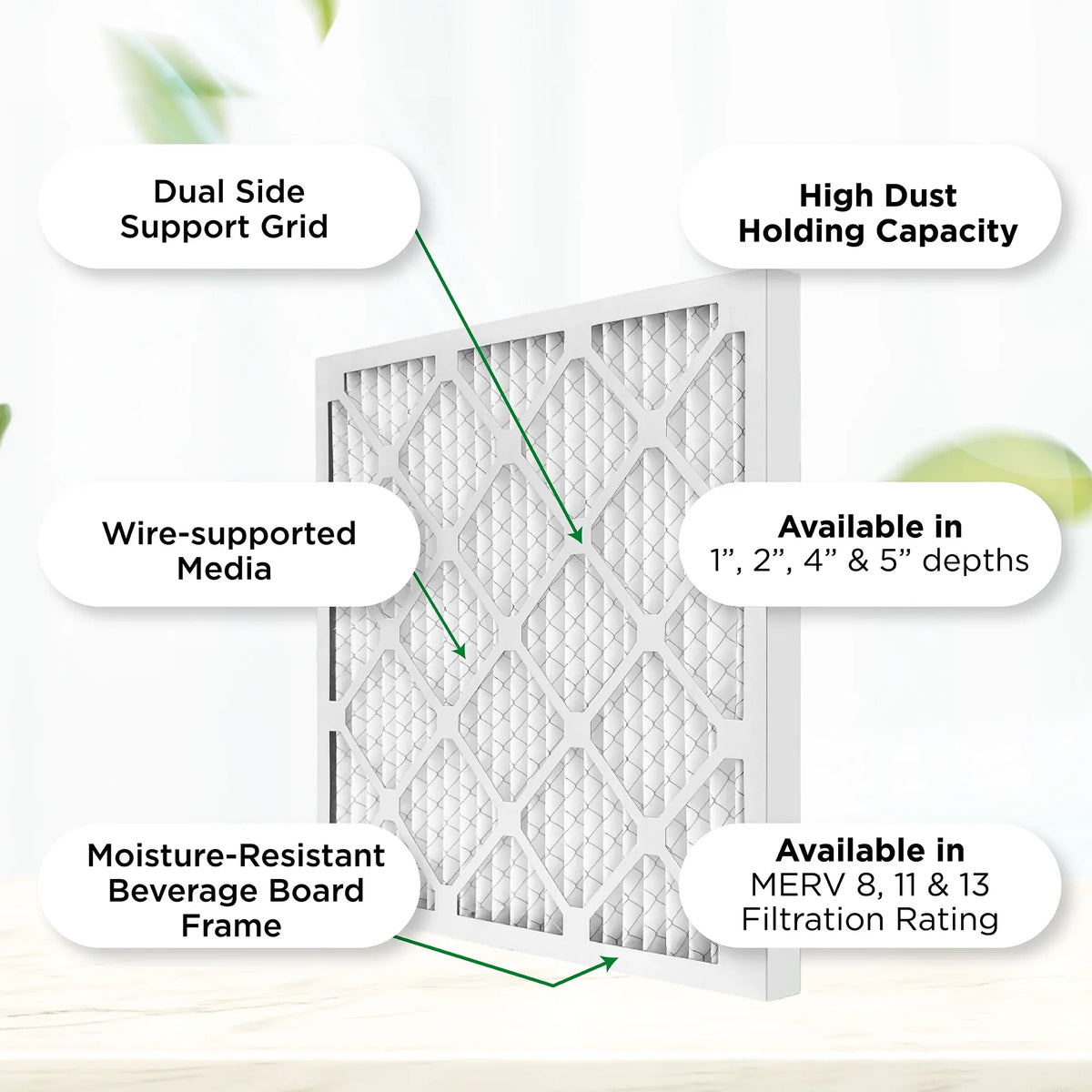12x24x4 MERV 11, MPR 1000 Pleated AC Furnace 4" Air Filters by Pamlico. Case of 6. Actual Size: 11-3/8 x 23-3/8 x 3-3/4