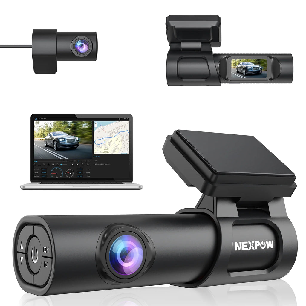 NEXPOW Dash Cam, 4K Dash Cam Front and Rear with Built-in GPS, Car Camera with 1.47" IPS Monitor Night Vision, 170° Wide Angle, Super Capacitor, WDR, 24H Parking Mode, Support 128GB Max