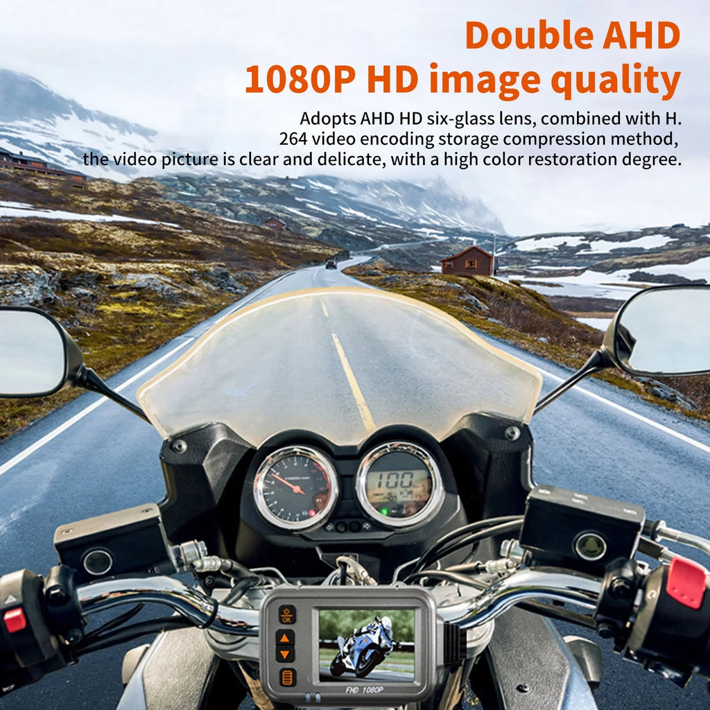 Arealer Motorcycle Dash Cam,WiFi Dual 1080p Motorbike Camera ,120° Wide Angle,Parking Monitoring, Timed Recording After Flameout Full Body Fluid Night Vision With 32G storage card