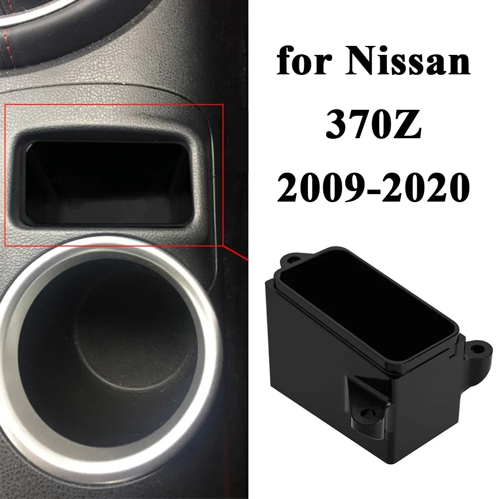 ALLTIMES 370Z Cubby Insert, ABS Glossy Black Phone Holder Cubby, for Nissan 370Z 2009-2020