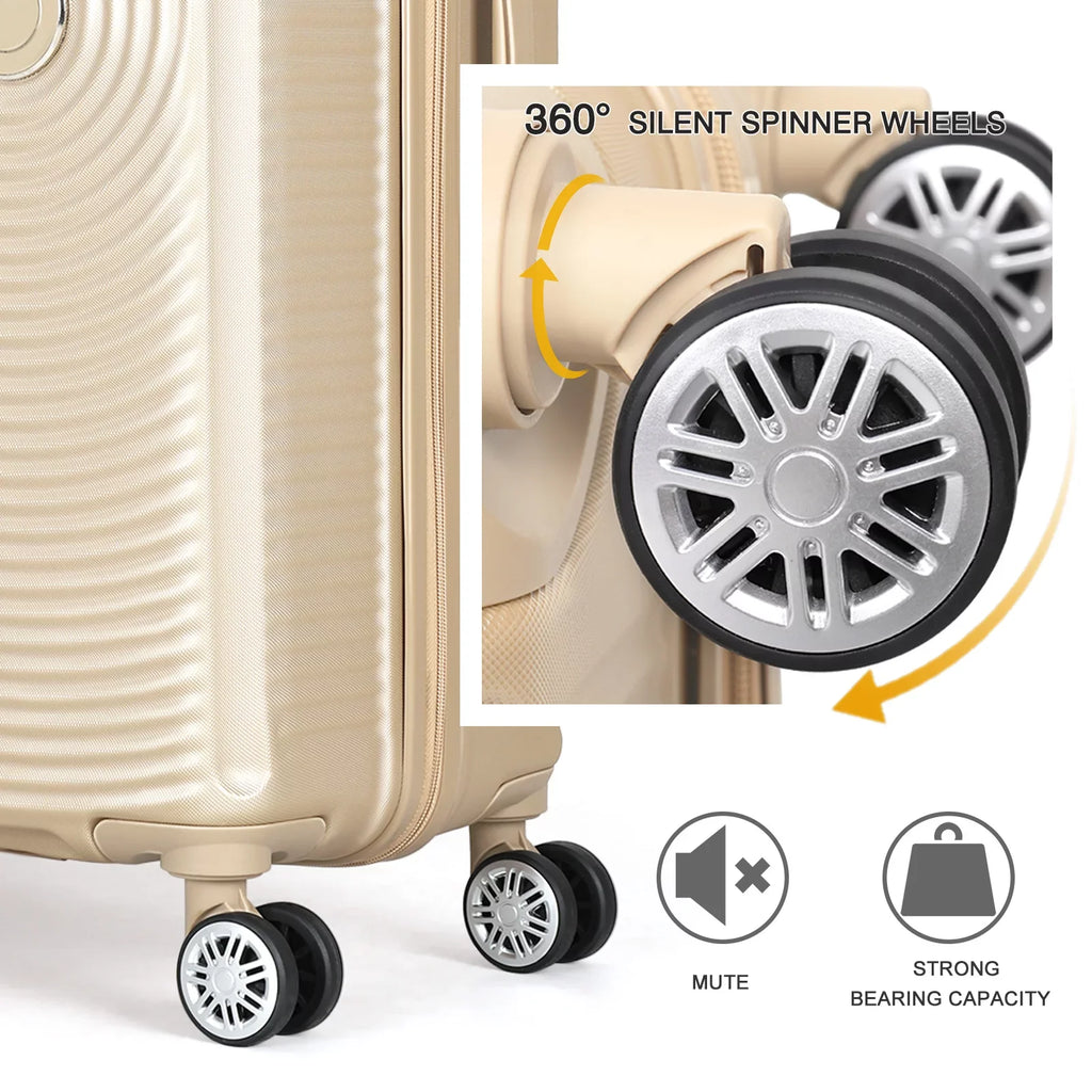 Hikolayae Oriental Collection Hardside Spinner Luggage Sets in Champagne, 3 Piece - TSA Lock
