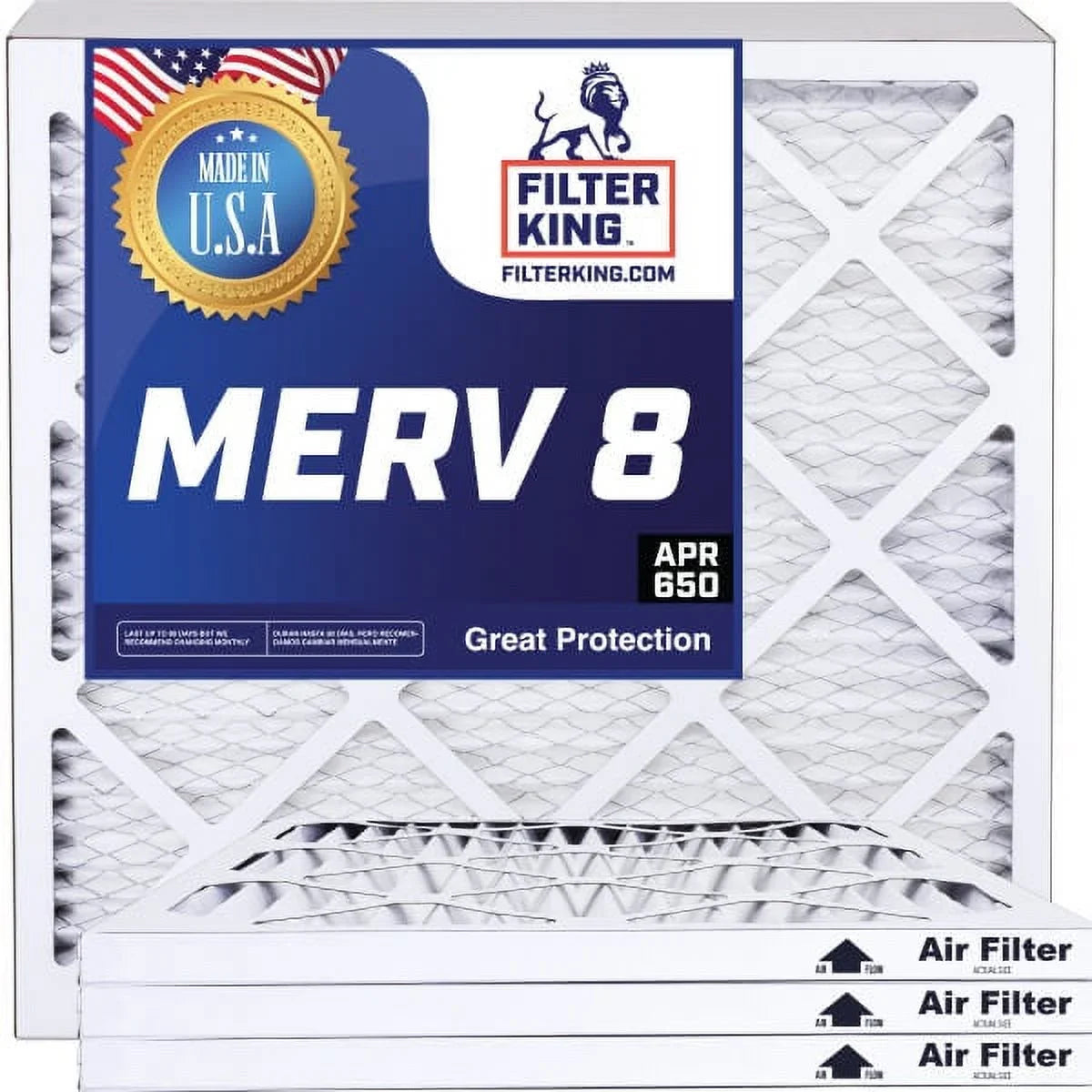 Filter King 33.5x33x1 Air Filter | 4-PACK | MERV 8 HVAC Pleated A/C Furnace Filters | MADE IN USA | Actual Size: 33.5 x 33 x .75"