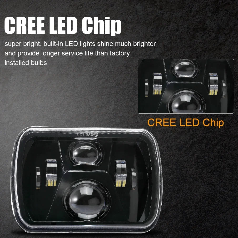 Sunpie 5x7 7x6 inch H6054 LED Headlights Clear Lens for Jeep Wrangler YJ Cherokee XJ H5054 H6054LL 6052 6053 (2pcs/set)
