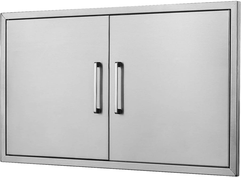 Outdoor Kitchen Doors- 36"W x 21"H - Stainless Steel BBQ Double Access Door,Flush Mount for Outdoor Kitchen and BBQ Island…