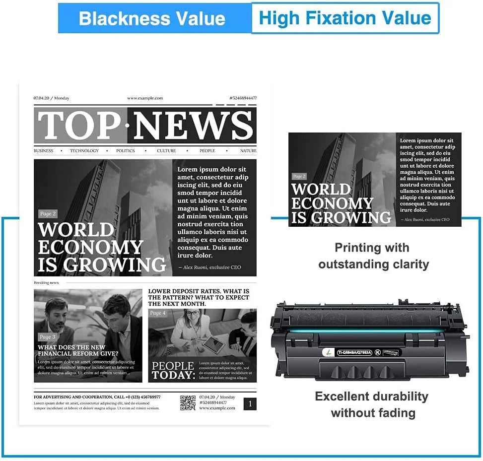 49A 53A High Yield Toner Cartridges 2-Pack Black for 49A Q5949A 53A Q7553A 49X Q5949X Compatible for LaserJet 1320 1320N 1320TN 1320NW 3390 P2015 P2015dn Printer Ink