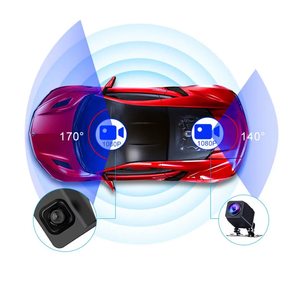 Paddsun 4K 12" Dash Cam Mirror GPS WiFi Voice Control Car Rear View Backup Dual Camera
