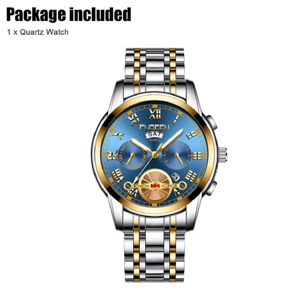 Fluid Mens Quartz Watch Tourbillon Dial Business Classic Analog Wristwatch