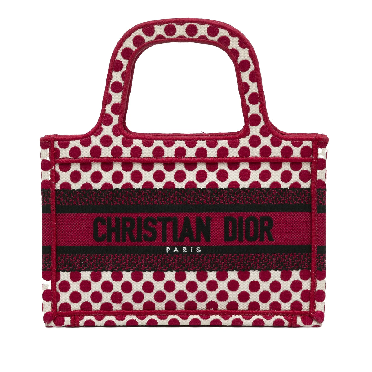 Pre-Owned Authenticated Dior Mini Dioramour Book Tote Canvas Fabric Red Tote Bag Unisex (Good)