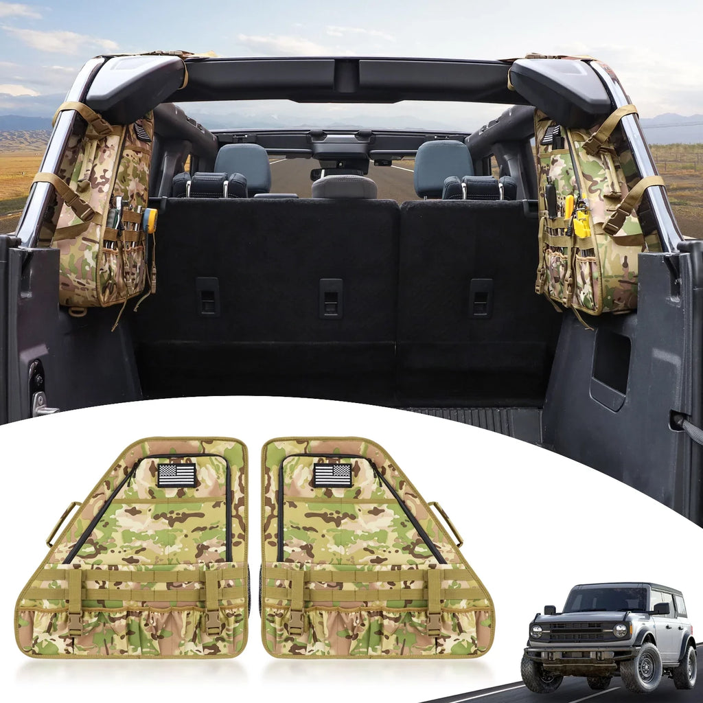 KOLEMO 2Pcs Roll Bar Storage Bag Cage Multi-Pockets For Ford Bronco 4 Doors Accessories