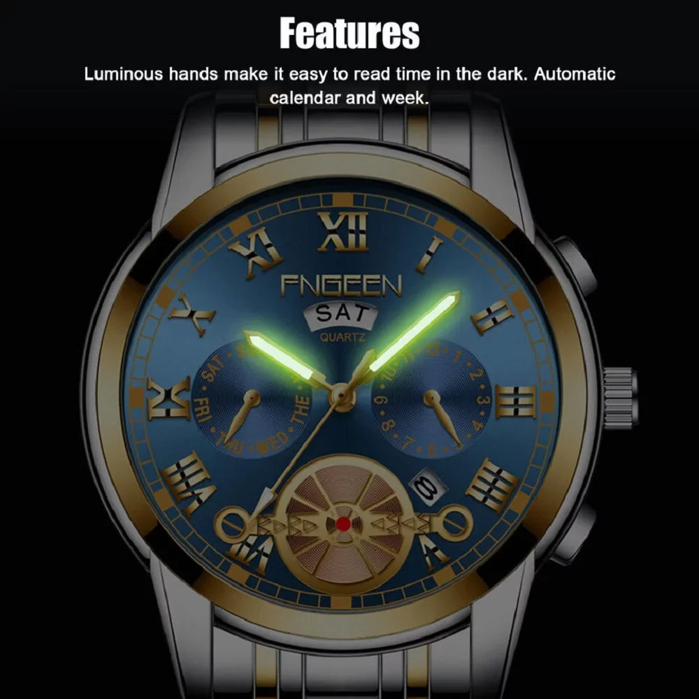 Fluid Mens Quartz Watch Tourbillon Dial Business Classic Analog Wristwatch
