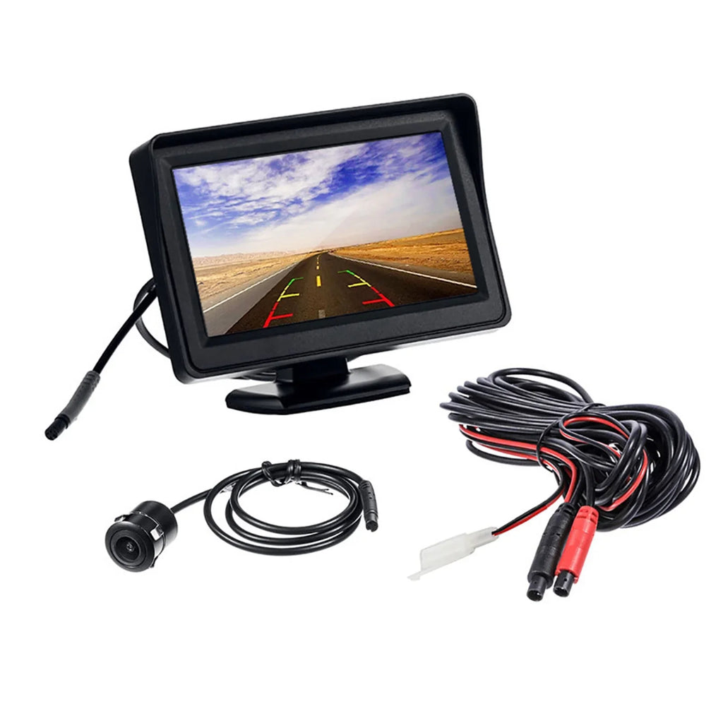 5'' TFT-LCD Backup Camera Car Rear View Backup Reverse System + HD Parking Camera for Truck Pickup Car Rear View Security Monitor & Fluid