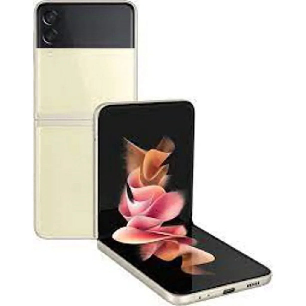 Pre-Owned Galaxy Z Flip 3 5G F711U 128GB Cream Unlocked Smartphone (Refurbished: Good)