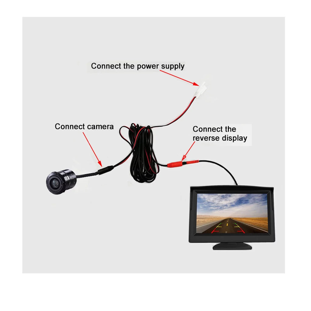 5'' TFT-LCD Backup Camera Car Rear View Backup Reverse System + HD Parking Camera for Truck Pickup Car Rear View Security Monitor & Fluid
