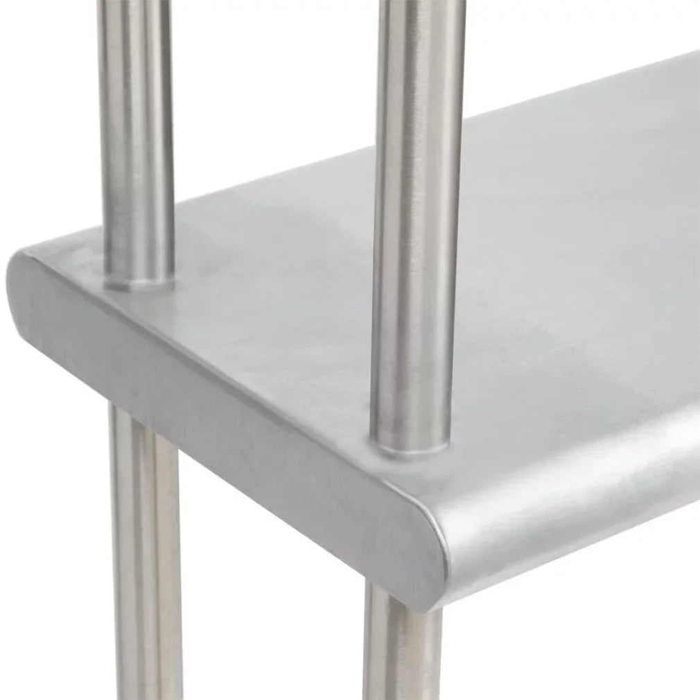 30" x 30" Stainless Steel Work Table With Two Shelves | 12" Wide Double Tier Overshelf | Metal Kitchen Prep Table & Shelving Combo