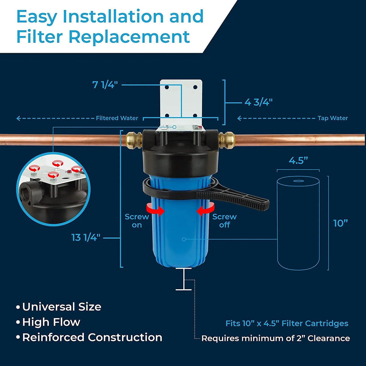 Liquid Filter Housing 10X4.5/10 Inch / X 4.5" / 10 BB / 150469, 1" NPT