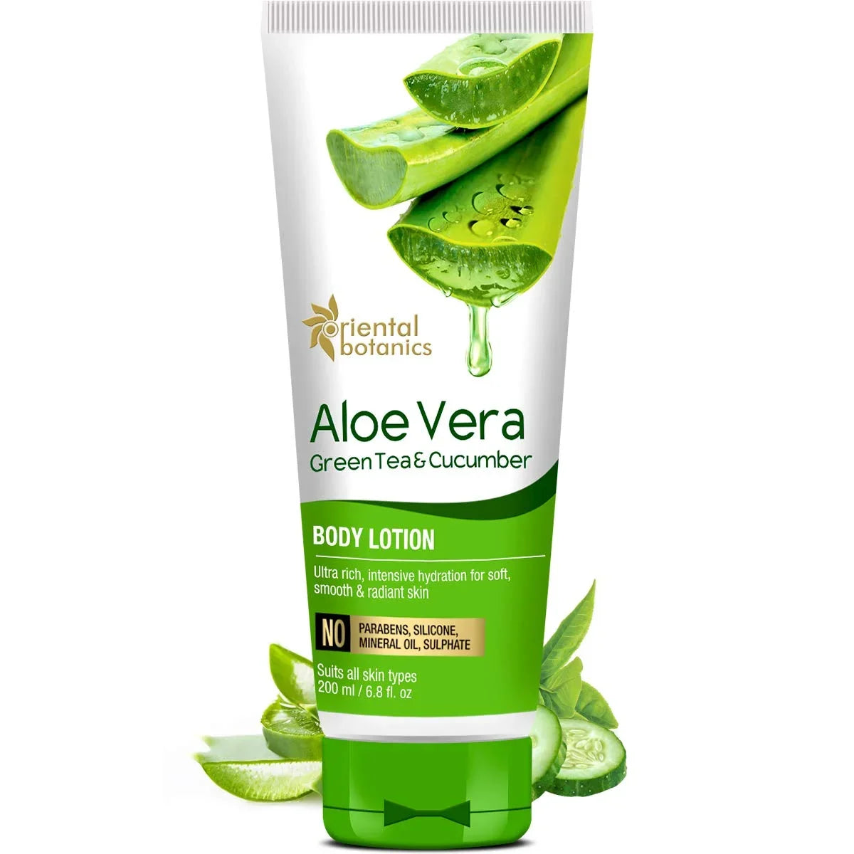 Oriental Botanics Aloe Vera, Green Tea & Cucumber Body Lotion | No Paraben & SLS - 200ml
