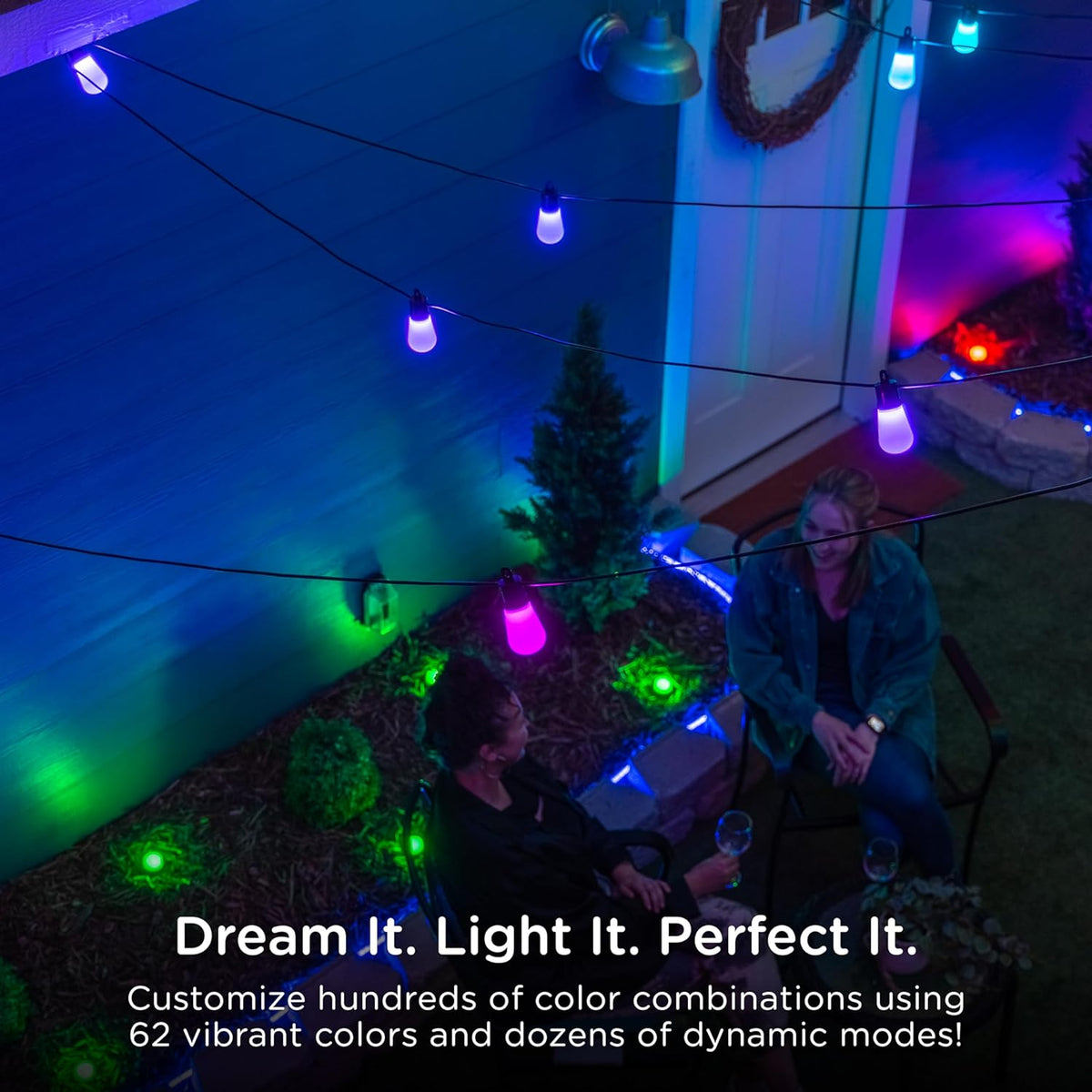 MINGFENG Smart Color Changing String Lights, 96 ft, 30 Lightweight RGB LED Patio Lights, Weatherproof, Customizable, Wi-Fi App Control, Dimmable Outdoor String Lights, 79617