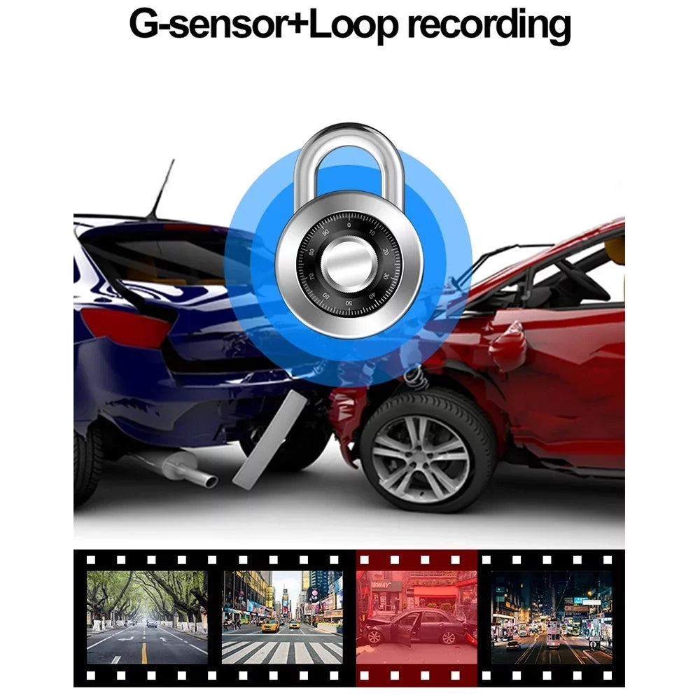 Paddsun 4K 12" Dash Cam Mirror GPS WiFi Voice Control Car Rear View Backup Dual Camera