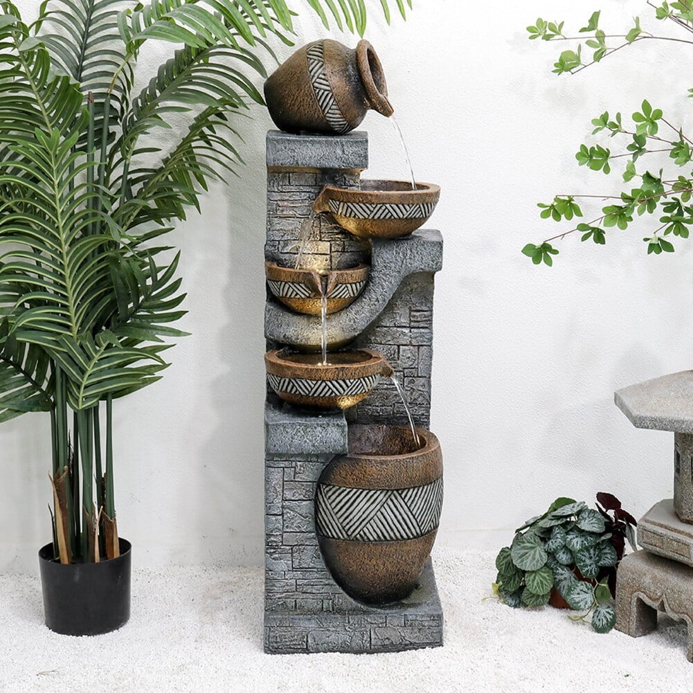 LivEditor Garden Fluid Fountain, Resin Fountain for Home Garden Decor