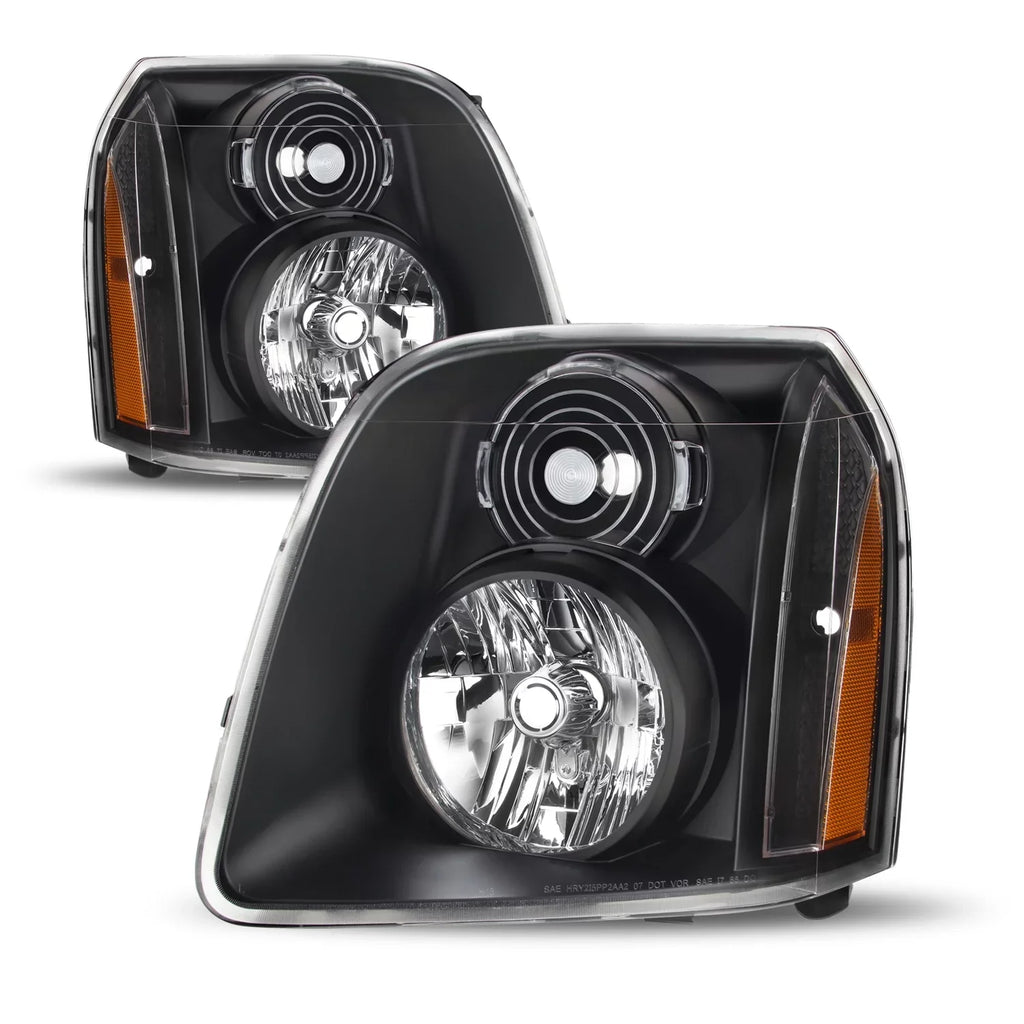 AKKON - For 07-14 GMC Yukon/Yukon XL Denali Hybrid Amber OE Style Headlights Head Lamps Black Housing Assembly