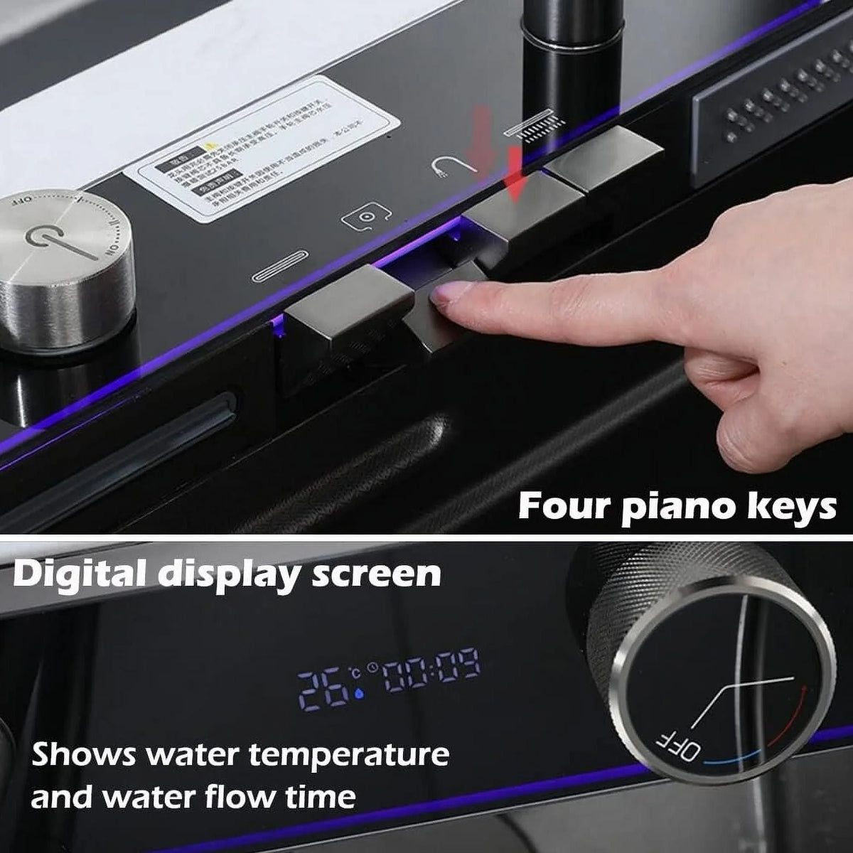 Nano Black Flying Rain Liquid Sink Household SinkIntegrated Sink with Pull-Out Tap Set 29.5 INCH